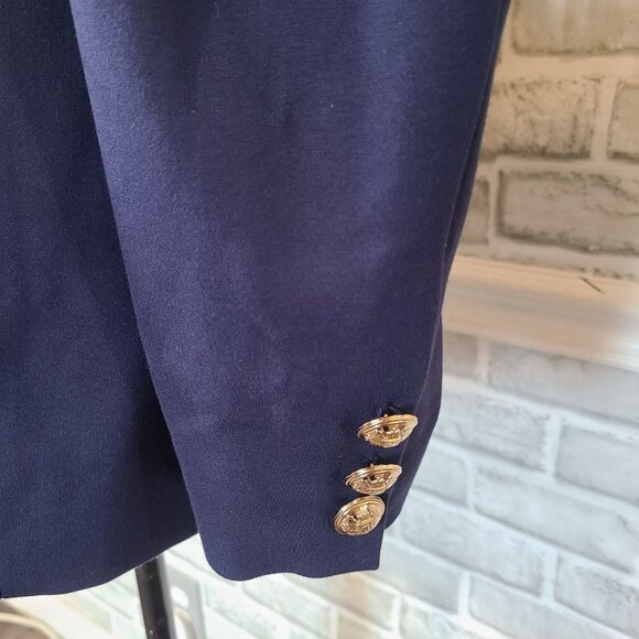 Dolan Double Breasted Navy Ponte Miller Blazer Removable Denim Dickey L NWOT - Picture 11 of 14